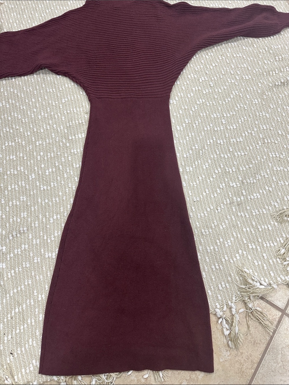 Anthropologie Burgundy Ribbed Maxi Dress